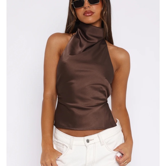 White Fox Boutique Tops - White Fox Boutique Brown Fitted Tank Top